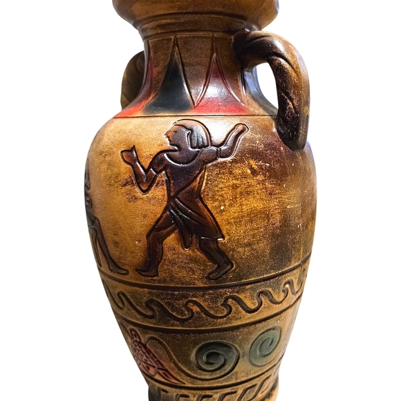 VTG Japanese Vase with Classical Motif Lions 9” Ceramic Urn 1950s-1970s Japan - Picture 10 of 14